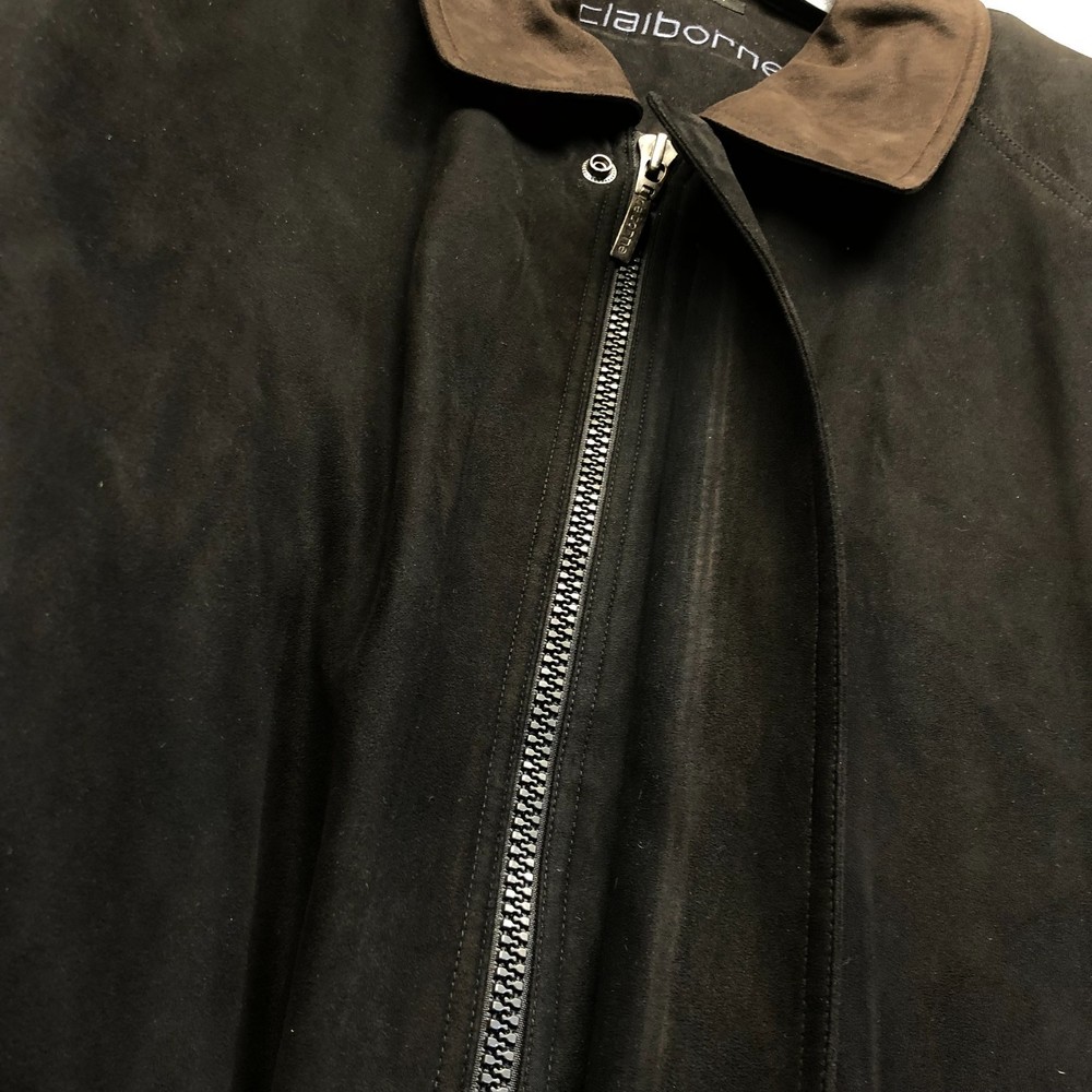 Claiborne Black W/ Brown Collar Suede Jacket 2XL - Picture 8 of 13